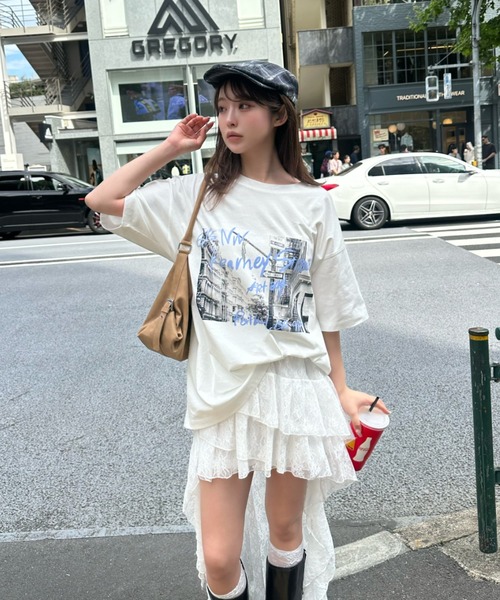 RAY CASSIN(レイカズン)の「ルーズフォトTシャツ(Tシャツ/カットソー・レディース・ブラック/ホワイト/ピンク・FREE)」の6枚目の写真