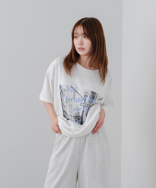 RAY CASSIN(レイカズン)の「ルーズフォトTシャツ(Tシャツ/カットソー・レディース・ブラック/ホワイト/ピンク・FREE)」の10枚目の写真