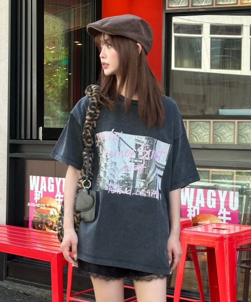 RAY CASSIN(レイカズン)の「ルーズフォトTシャツ(Tシャツ/カットソー・レディース・ブラック/ホワイト/ピンク・FREE)」の15枚目の写真