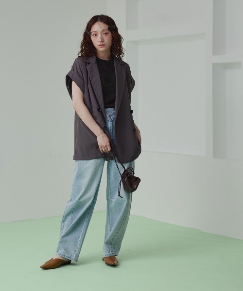 W:Huku(フーク)の「パイル フーク ロゴ シンプル Tシャツ / 半袖 ハーフスリーブ(Tシャツ/カットソー・レディース・オフホワイト/ブラック・FREE)」の15枚目の写真