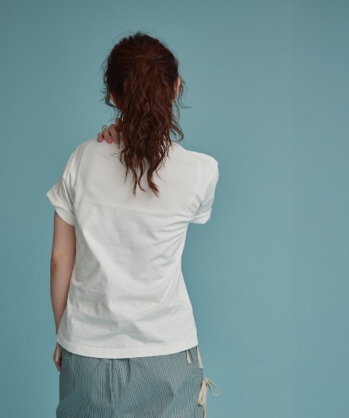 W:Huku(フーク)の「パイル フーク ロゴ シンプル Tシャツ / 半袖 ハーフスリーブ(Tシャツ/カットソー・レディース・オフホワイト/ブラック・FREE)」の19枚目の写真