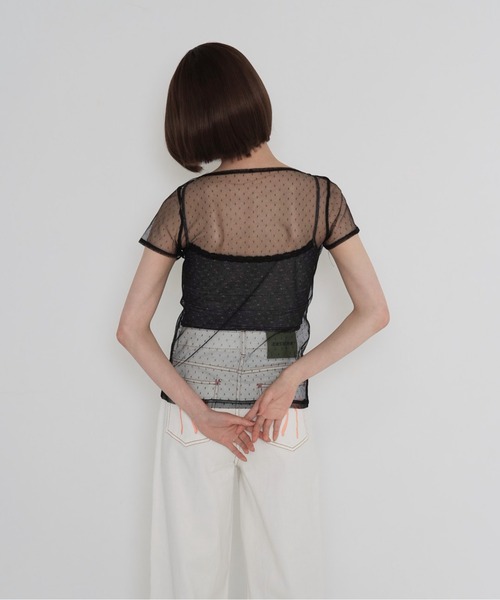 Uenui（ウニュイ）の「【 cunii 】 シアー メッシュ ドット ブラウス（シャツ/ブラウス・レディース・パープル/ホワイト/ブラウン/ブラック・FREE）」の11枚目の写真