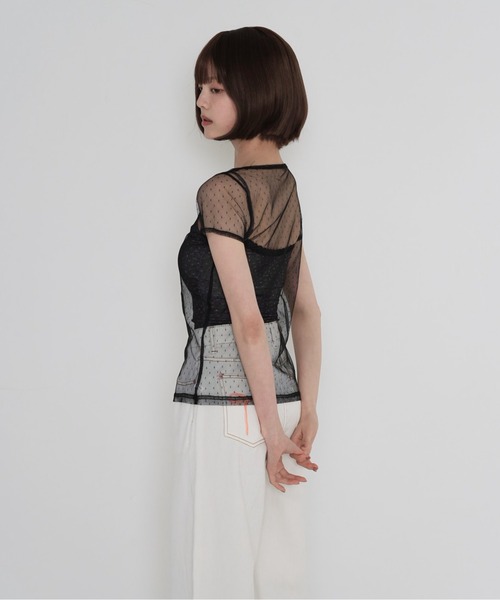 Uenui（ウニュイ）の「【 cunii 】 シアー メッシュ ドット ブラウス（シャツ/ブラウス・レディース・パープル/ホワイト/ブラウン/ブラック・FREE）」の12枚目の写真