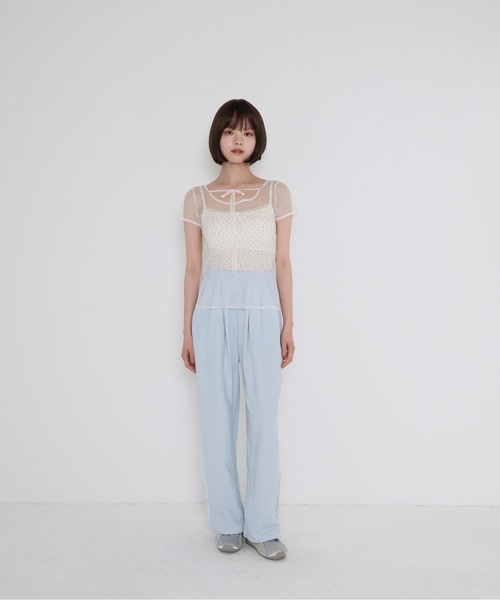 Uenui（ウニュイ）の「【 cunii 】 シアー メッシュ ドット ブラウス（シャツ/ブラウス・レディース・パープル/ホワイト/ブラウン/ブラック・FREE）」の13枚目の写真