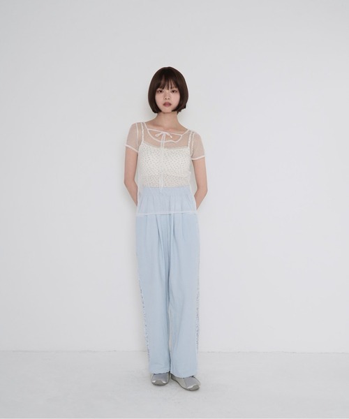 Uenui（ウニュイ）の「【 cunii 】 シアー メッシュ ドット ブラウス（シャツ/ブラウス・レディース・パープル/ホワイト/ブラウン/ブラック・FREE）」の14枚目の写真