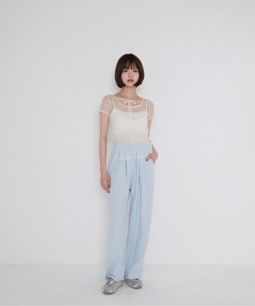 Uenui（ウニュイ）の「【 cunii 】 シアー メッシュ ドット ブラウス（シャツ/ブラウス・レディース・パープル/ホワイト/ブラウン/ブラック・FREE）」の15枚目の写真