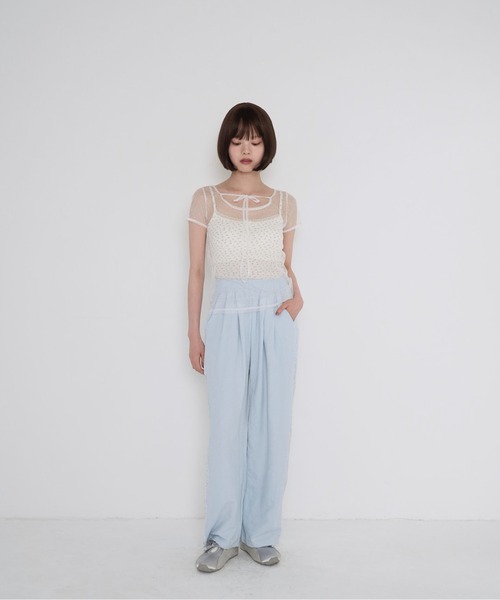 Uenui（ウニュイ）の「【 cunii 】 シアー メッシュ ドット ブラウス（シャツ/ブラウス・レディース・パープル/ホワイト/ブラウン/ブラック・FREE）」の16枚目の写真