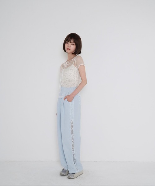 Uenui（ウニュイ）の「【 cunii 】 シアー メッシュ ドット ブラウス（シャツ/ブラウス・レディース・パープル/ホワイト/ブラウン/ブラック・FREE）」の17枚目の写真