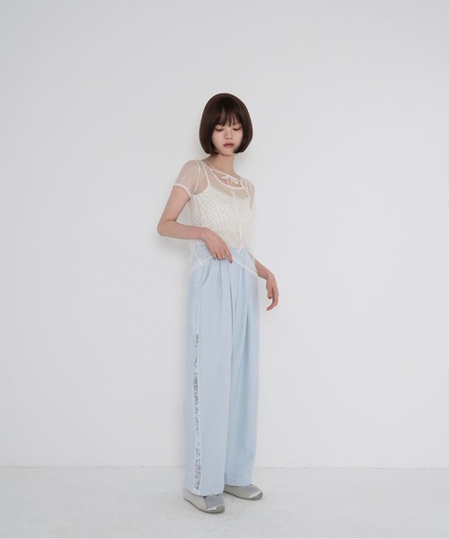 Uenui（ウニュイ）の「【 cunii 】 シアー メッシュ ドット ブラウス（シャツ/ブラウス・レディース・パープル/ホワイト/ブラウン/ブラック・FREE）」の18枚目の写真