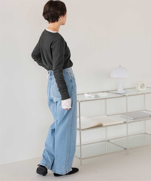 titivate（ティティベイト）の「なめらか手触りカシミヤタッチボートネックニット（ニット/セーター・レディース・ブラック/アイボリー/キャメル/レッド/チャコール/ネイビー/オレンジ・S/M/L）」の16枚目の写真