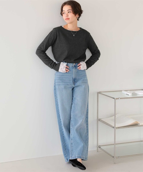 titivate（ティティベイト）の「なめらか手触りカシミヤタッチボートネックニット（ニット/セーター・レディース・ブラック/アイボリー/キャメル/レッド/チャコール/ネイビー/オレンジ・S/M/L）」の17枚目の写真