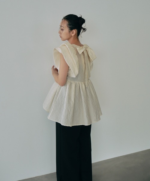 ブラウス シャツ sheer jacquard peplum tops / シアージャガードペプラムトップス レディース ANDRESD ブラウス シャツ sheer jacquard peplum tops / シアー