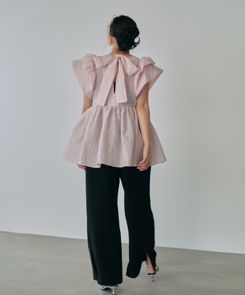 ブラウス シャツ sheer jacquard peplum tops / シアージャガードペプラムトップス レディース sheer jacquard peplum tops / シアージャガードペプラム