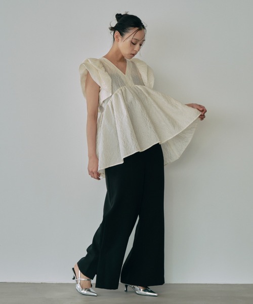 ブラウス シャツ sheer jacquard peplum tops / シアージャガードペプラムトップス レディース sheer jacquard peplum tops / シアージャガードペプラム