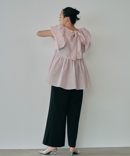 sheer jacquard peplum tops / シアージャガードペプラム