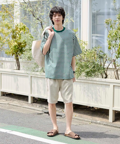 coen(コーエン)の「<Parknik>マルチボーダーTシャツ(Tシャツ/カットソー・メンズ・ダークグリーン/ベージュ/ネイビー・M/L/XL)」の5枚目の写真