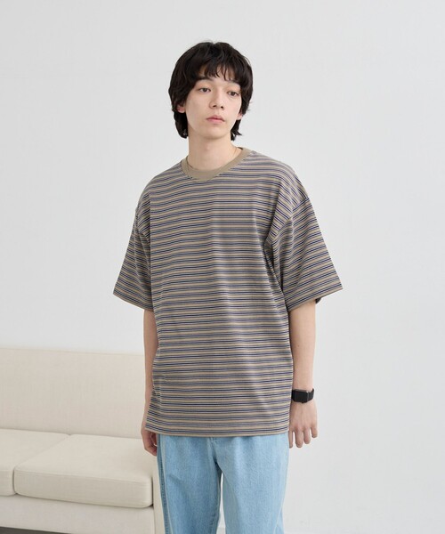 coen(コーエン)の「<Parknik>マルチボーダーTシャツ(Tシャツ/カットソー・メンズ・ダークグリーン/ベージュ/ネイビー・M/L/XL)」の10枚目の写真