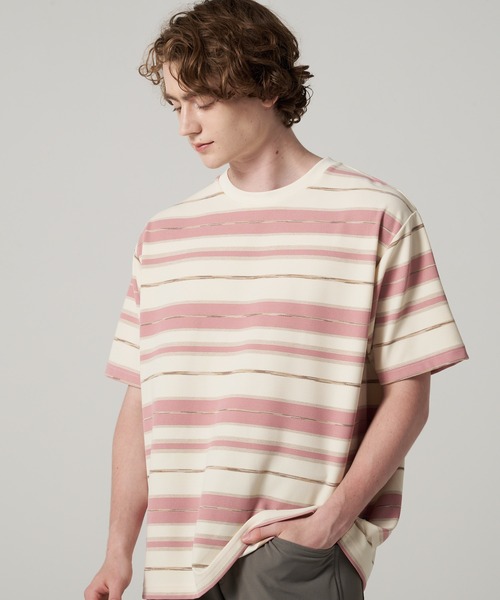 Eddie Bauer(エディーバウアー)の「マルチボーダー 半袖 Tシャツ(Tシャツ/カットソー・メンズ・ブラック系/ベージュ系/ピンク系・XXL/M/XL/L/S)」の3枚目の写真