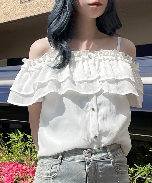 TODAYFUL - 新品♡サテンオフショルブラウス♡ungrid,zara,iena,kbf好きにも サテンジョーゼットVネックブラウス/洗える(ブラウス・シャツ