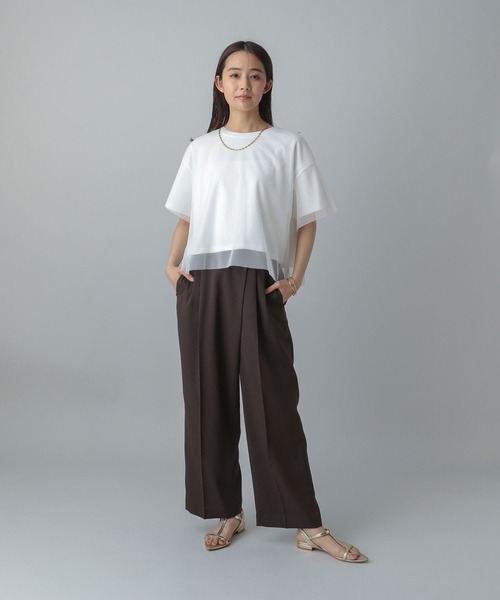 新品　グローバルワーク　ダークグレー冷感サロペット Tシャツセット　Mサイズ セール】MATINEE LINE/冷感チュールレイヤーT/496996（Tシャツ