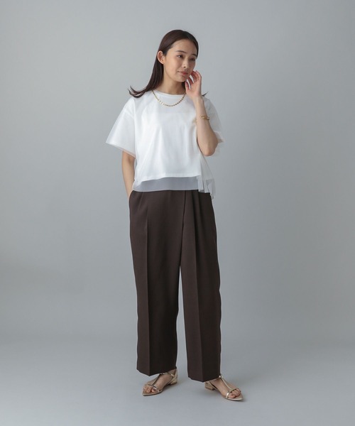 GLOBAL WORK（グローバルワーク）の「MATINEE LINE/冷感チュールレイヤーT/496996（Tシャツ/カットソー・レディース・ライトグレー/ブラック/ホワイト系その他2・REGULAR/LONG）」の6枚目の写真