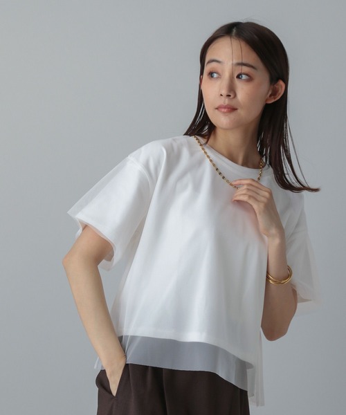 GLOBAL WORK（グローバルワーク）の「MATINEE LINE/冷感チュールレイヤーT/496996（Tシャツ/カットソー・レディース・ライトグレー/ブラック/ホワイト系その他2・REGULAR/LONG）」の8枚目の写真
