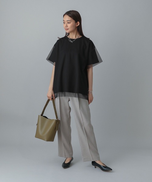 GLOBAL WORK（グローバルワーク）の「MATINEE LINE/冷感チュールレイヤーT/496996（Tシャツ/カットソー・レディース・ライトグレー/ブラック/ホワイト系その他2・REGULAR/LONG）」の10枚目の写真