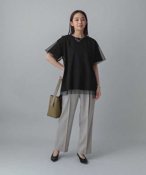 GLOBAL WORK（グローバルワーク）の「MATINEE LINE/冷感チュールレイヤーT/496996（Tシャツ/カットソー・レディース・ライトグレー/ブラック/ホワイト系その他2・REGULAR/LONG）」の11枚目の写真