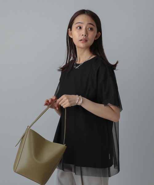 GLOBAL WORK（グローバルワーク）の「MATINEE LINE/冷感チュールレイヤーT/496996（Tシャツ/カットソー・レディース・ライトグレー/ブラック/ホワイト系その他2・REGULAR/LONG）」の14枚目の写真