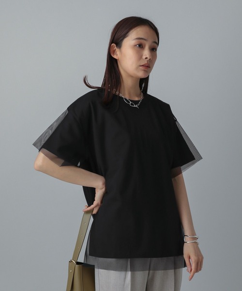 GLOBAL WORK（グローバルワーク）の「MATINEE LINE/冷感チュールレイヤーT/496996（Tシャツ/カットソー・レディース・ライトグレー/ブラック/ホワイト系その他2・REGULAR/LONG）」の15枚目の写真