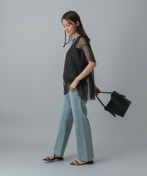 GLOBAL WORK（グローバルワーク）の「MATINEE LINE/冷感チュールレイヤーT/496996（Tシャツ/カットソー・レディース・ライトグレー/ブラック/ホワイト系その他2・REGULAR/LONG）」の17枚目の写真