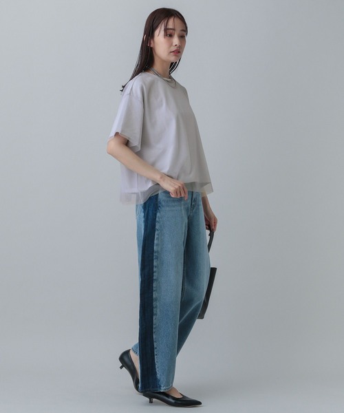 GLOBAL WORK（グローバルワーク）の「MATINEE LINE/冷感チュールレイヤーT/496996（Tシャツ/カットソー・レディース・ライトグレー/ブラック/ホワイト系その他2・REGULAR/LONG）」の22枚目の写真