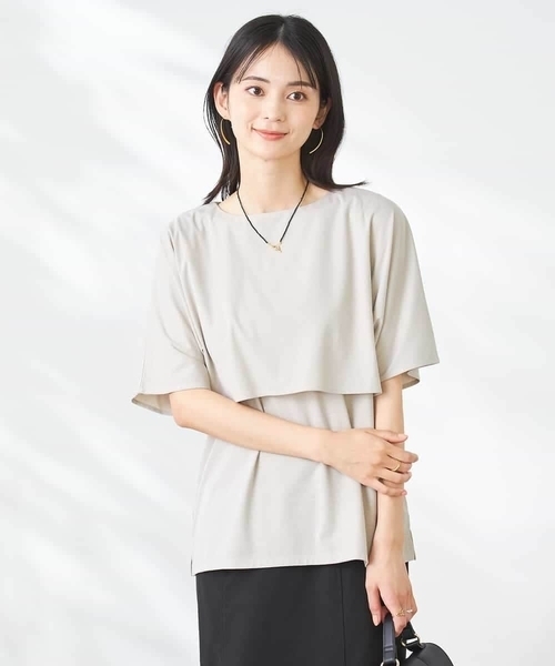 a.v.v（アーヴェヴェ）の「【接触冷感/UVカット】レイヤードライクカットソー（Tシャツ/カットソー・レディース・グレー系その他/ブルー/チャコールグレー・38/36/40）」の3枚目の写真