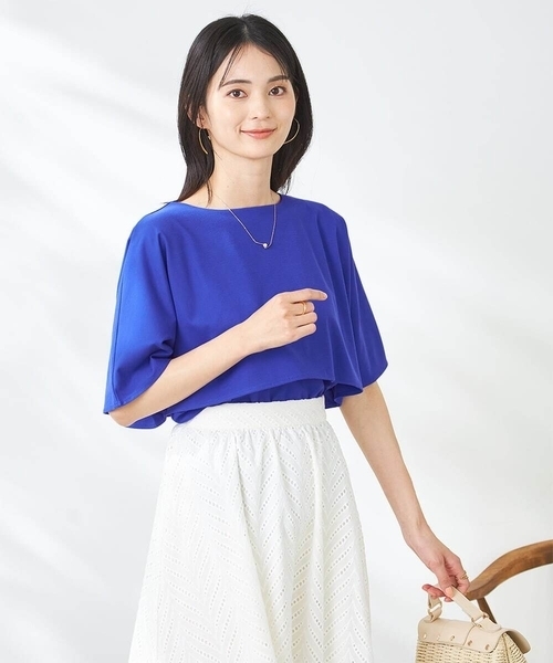 a.v.v（アーヴェヴェ）の「【接触冷感/UVカット】レイヤードライクカットソー（Tシャツ/カットソー・レディース・グレー系その他/ブルー/チャコールグレー・38/36/40）」の4枚目の写真