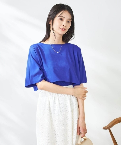 a.v.v（アーヴェヴェ）の「【接触冷感/UVカット】レイヤードライクカットソー（Tシャツ/カットソー・レディース・グレー系その他/ブルー/チャコールグレー・38/36/40）」の5枚目の写真