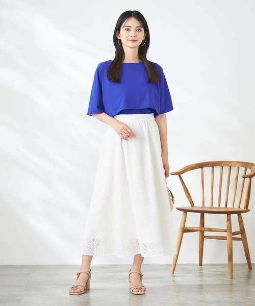 a.v.v（アーヴェヴェ）の「【接触冷感/UVカット】レイヤードライクカットソー（Tシャツ/カットソー・レディース・グレー系その他/ブルー/チャコールグレー・38/36/40）」の8枚目の写真