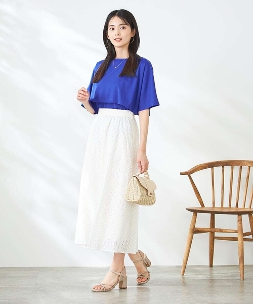 a.v.v（アーヴェヴェ）の「【接触冷感/UVカット】レイヤードライクカットソー（Tシャツ/カットソー・レディース・グレー系その他/ブルー/チャコールグレー・38/36/40）」の13枚目の写真