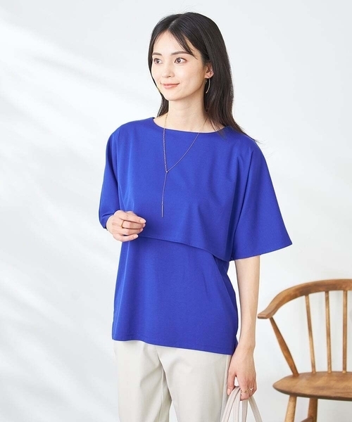 a.v.v（アーヴェヴェ）の「【接触冷感/UVカット】レイヤードライクカットソー（Tシャツ/カットソー・レディース・グレー系その他/ブルー/チャコールグレー・38/36/40）」の14枚目の写真