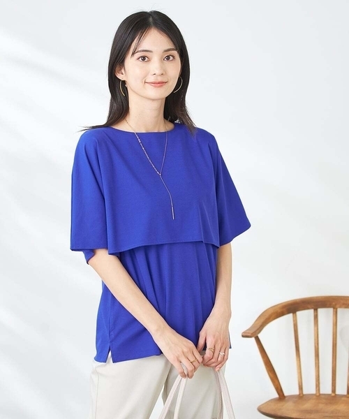 a.v.v（アーヴェヴェ）の「【接触冷感/UVカット】レイヤードライクカットソー（Tシャツ/カットソー・レディース・グレー系その他/ブルー/チャコールグレー・38/36/40）」の15枚目の写真