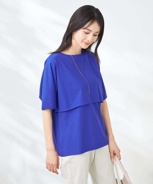 a.v.v（アーヴェヴェ）の「【接触冷感/UVカット】レイヤードライクカットソー（Tシャツ/カットソー・レディース・グレー系その他/ブルー/チャコールグレー・38/36/40）」の16枚目の写真