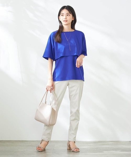 a.v.v（アーヴェヴェ）の「【接触冷感/UVカット】レイヤードライクカットソー（Tシャツ/カットソー・レディース・グレー系その他/ブルー/チャコールグレー・38/36/40）」の17枚目の写真