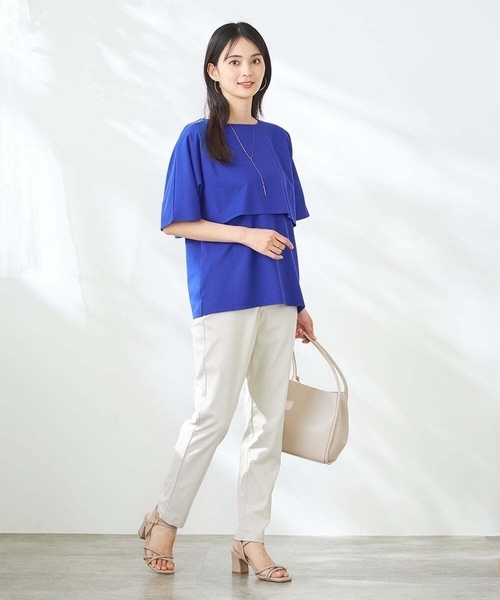 a.v.v（アーヴェヴェ）の「【接触冷感/UVカット】レイヤードライクカットソー（Tシャツ/カットソー・レディース・グレー系その他/ブルー/チャコールグレー・38/36/40）」の18枚目の写真