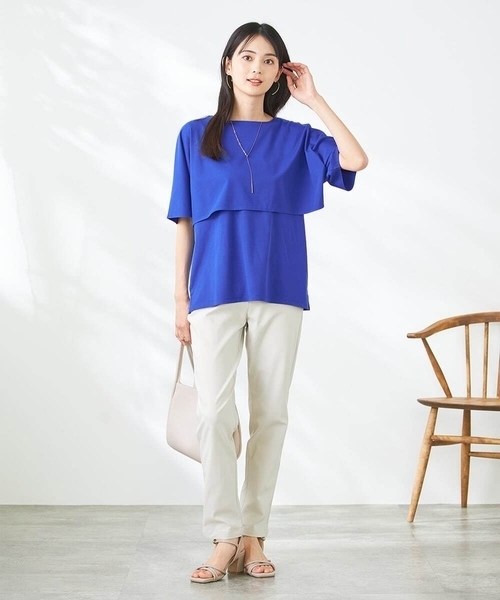 a.v.v（アーヴェヴェ）の「【接触冷感/UVカット】レイヤードライクカットソー（Tシャツ/カットソー・レディース・グレー系その他/ブルー/チャコールグレー・38/36/40）」の20枚目の写真