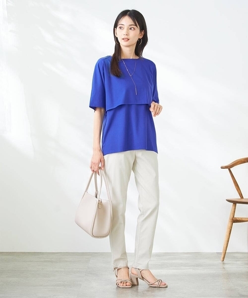 a.v.v（アーヴェヴェ）の「【接触冷感/UVカット】レイヤードライクカットソー（Tシャツ/カットソー・レディース・グレー系その他/ブルー/チャコールグレー・38/36/40）」の21枚目の写真