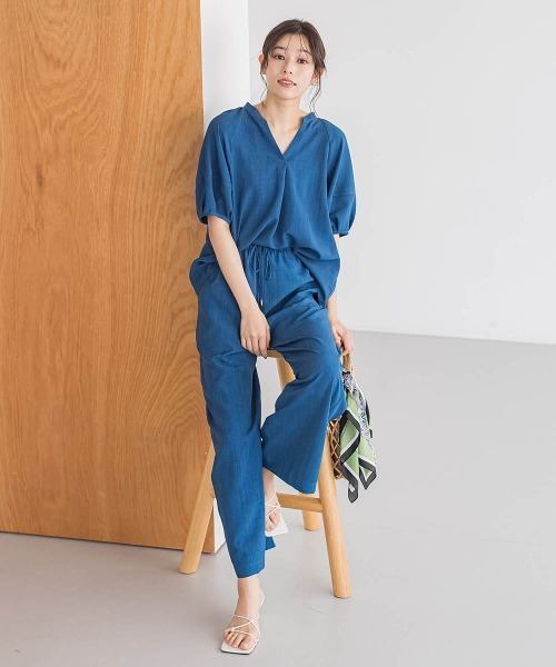 Droite lautreamont（ドロワットロートレアモン）の「タンブラーブッチャーキーネックブラウス≪手洗い可能≫（シャツ/ブラウス・レディース・チャコールグレー/ライトグレー/ブルー・M）」の15枚目の写真