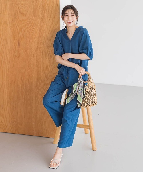 Droite lautreamont（ドロワットロートレアモン）の「タンブラーブッチャーキーネックブラウス≪手洗い可能≫（シャツ/ブラウス・レディース・チャコールグレー/ライトグレー/ブルー・M）」の17枚目の写真