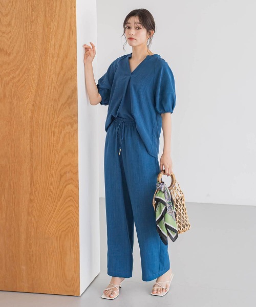 Droite lautreamont（ドロワットロートレアモン）の「タンブラーブッチャーキーネックブラウス≪手洗い可能≫（シャツ/ブラウス・レディース・チャコールグレー/ライトグレー/ブルー・M）」の20枚目の写真