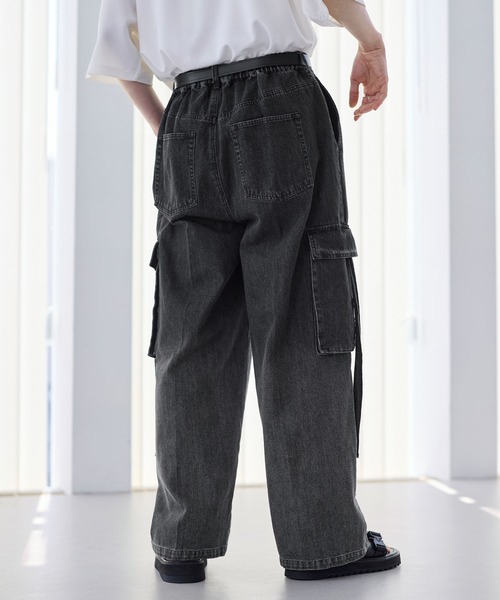 メンズ デニムパンツ グラデーション ブラックデニム a1010 SOCCE ジーンズ 13.5ozワイドストレートグラデーションデニム