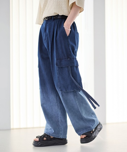 ETELIO（エテリオ）の「グラデーションデニムカーゴパンツ（デニムパンツ・メンズ・ブラック/ブルー・L/M/S/XL）」の6枚目の写真