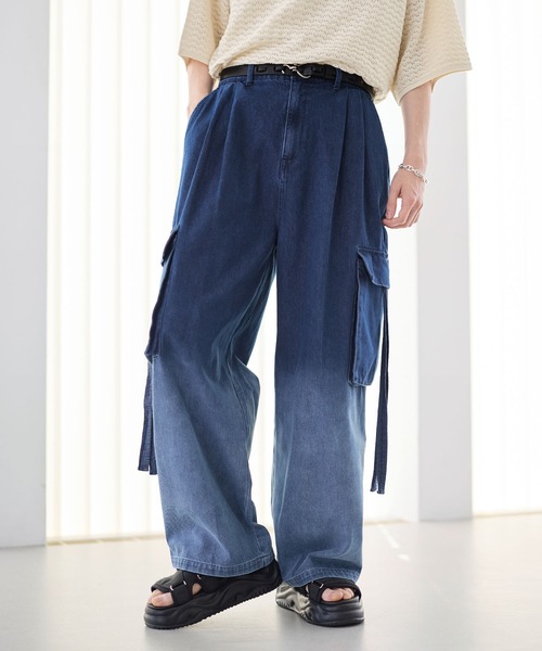 ETELIO（エテリオ）の「グラデーションデニムカーゴパンツ（デニムパンツ・メンズ・ブラック/ブルー・L/M/S/XL）」の9枚目の写真